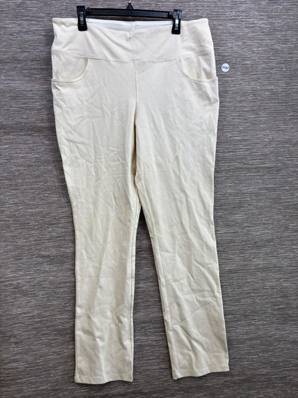 Women With Control Prime Stretch Tummy Control Slim-Leg Pants Size 1X Cream NEW